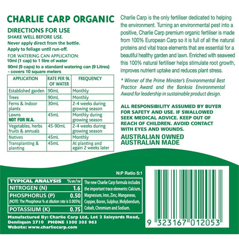 Charlie Carp 1 Litre Premium Organic Fertiliser