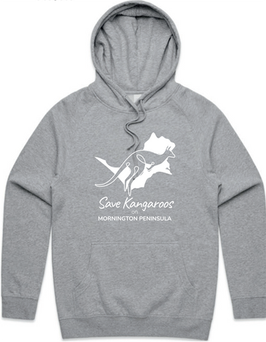 Grey Kangaroo Hoodie & Joey Pouch - Mornington Peninsula
